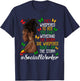 Social Worker I am The Storm Loc'd Black Women Juneteenth T-Shirt - T-Shirt | Navy