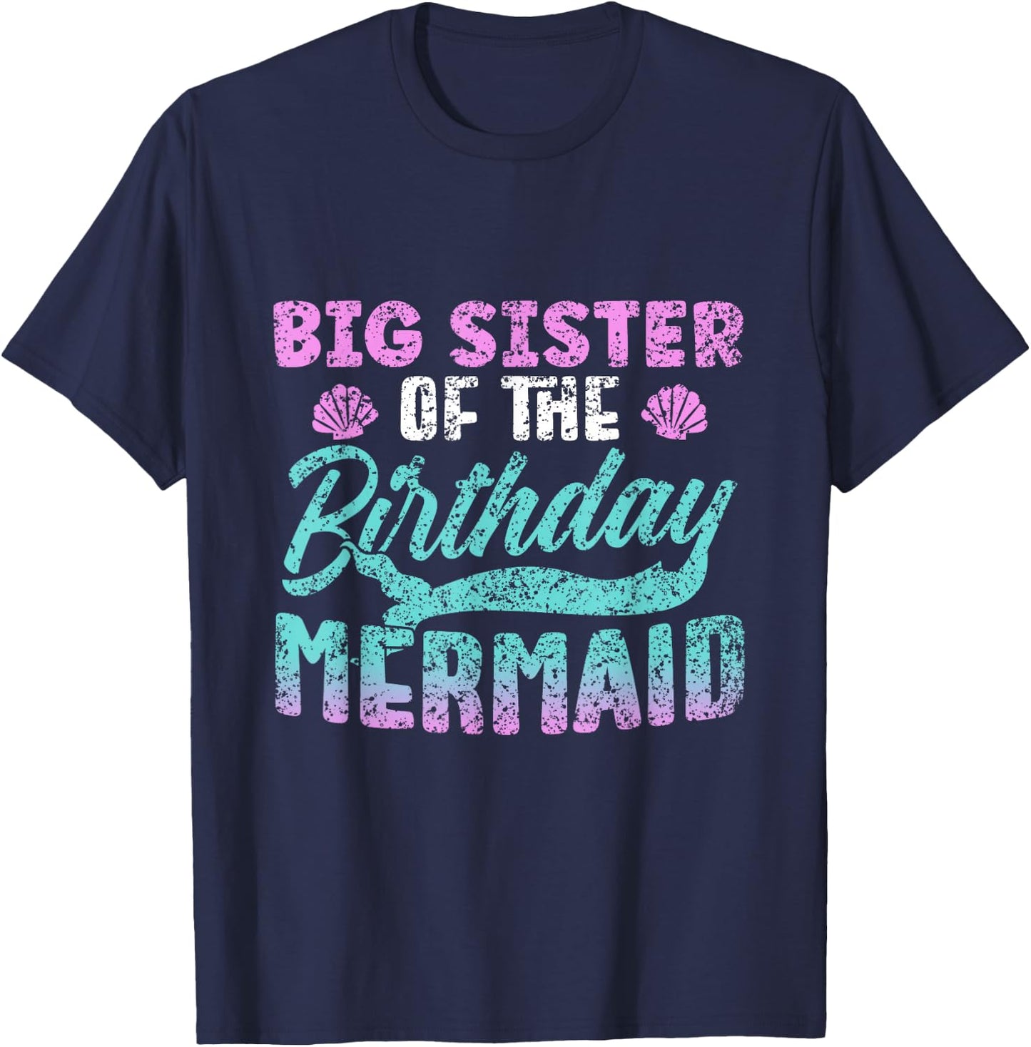 Big Sister Of The Birthday Mermaid Party Cute Girl T-Shirt - T-Shirt | Navy