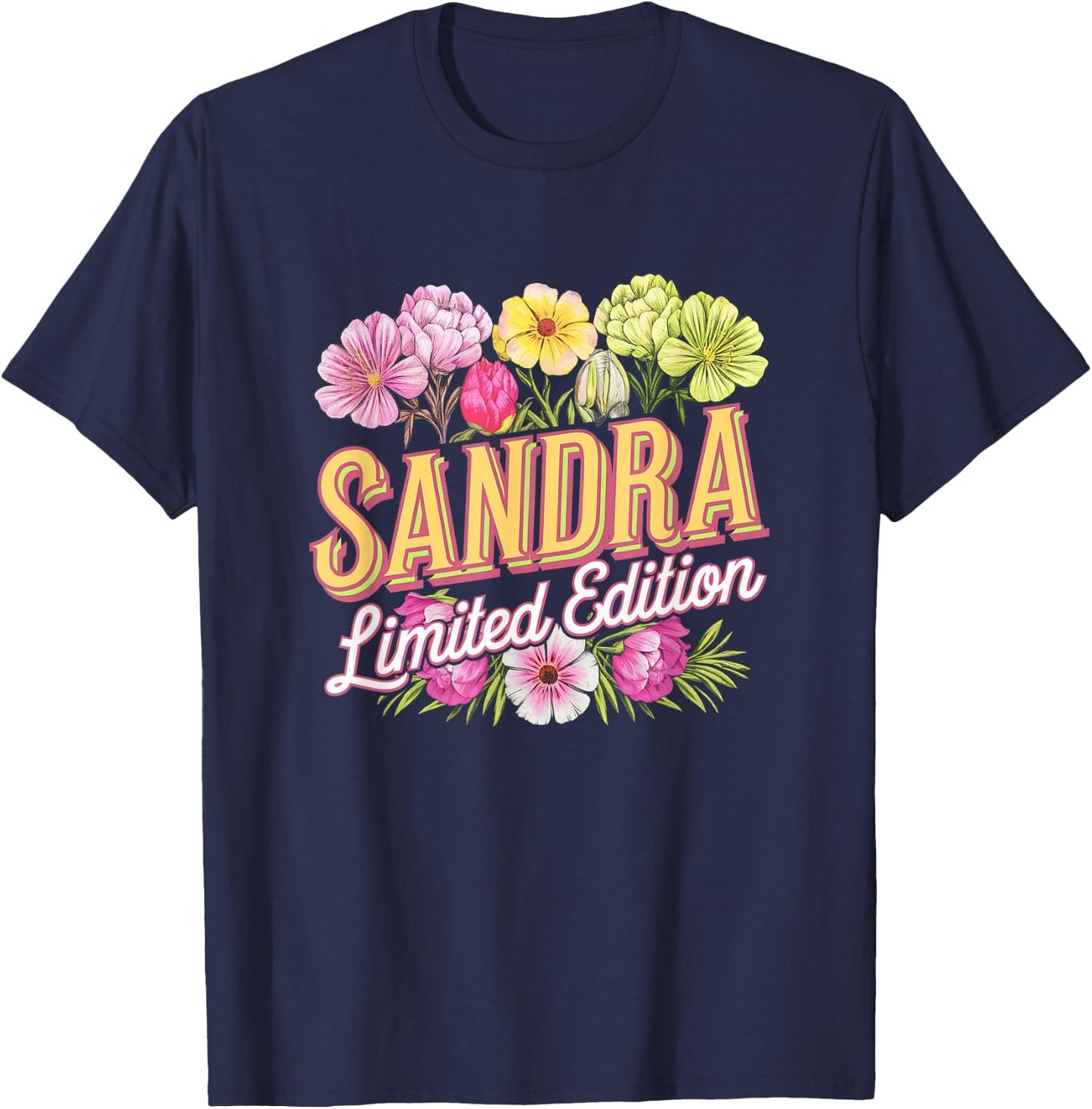 Sandra Limited Edition Vintage Custom Name Wife Grandma T-Shirt - T-Shirt | Navy
