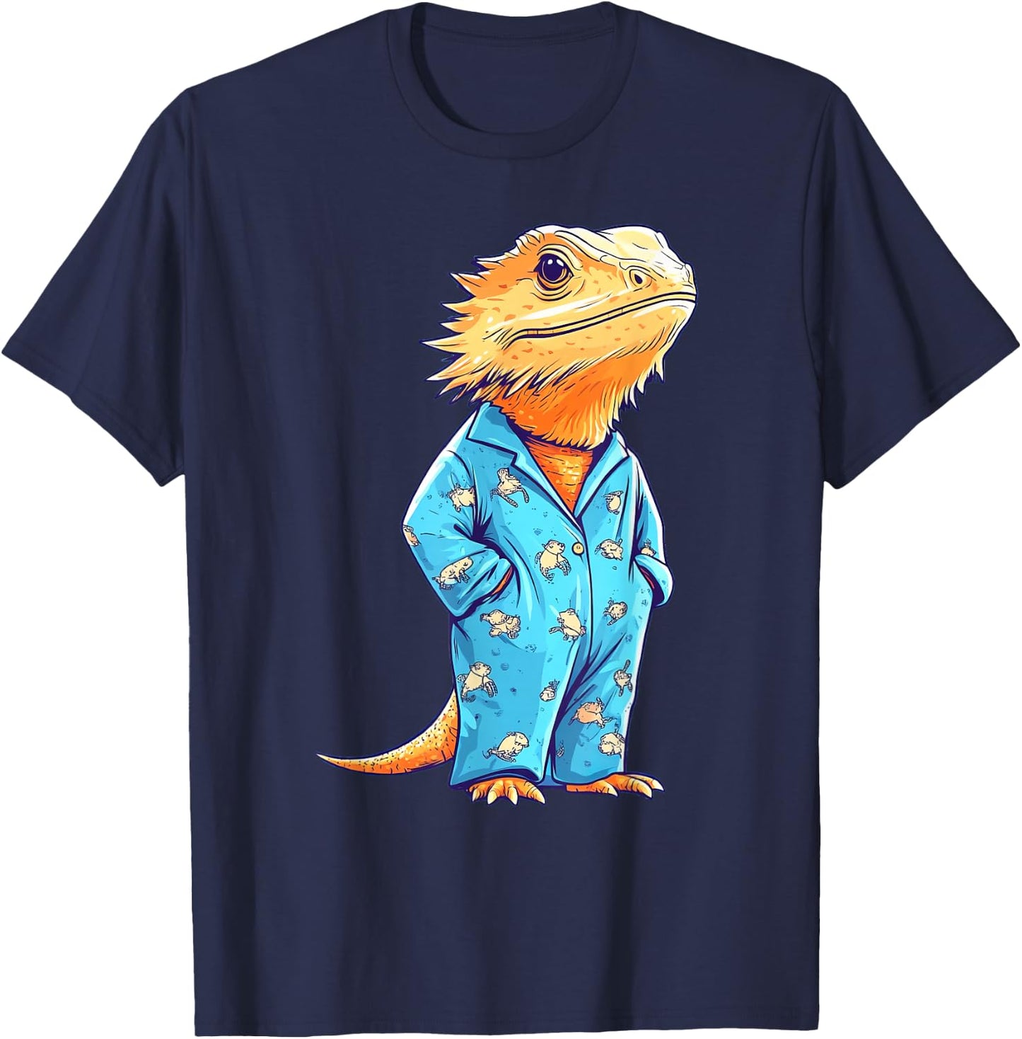 Funny Bearded Dragon Wearing Pajamas T-Shirt - T-Shirt | Navy