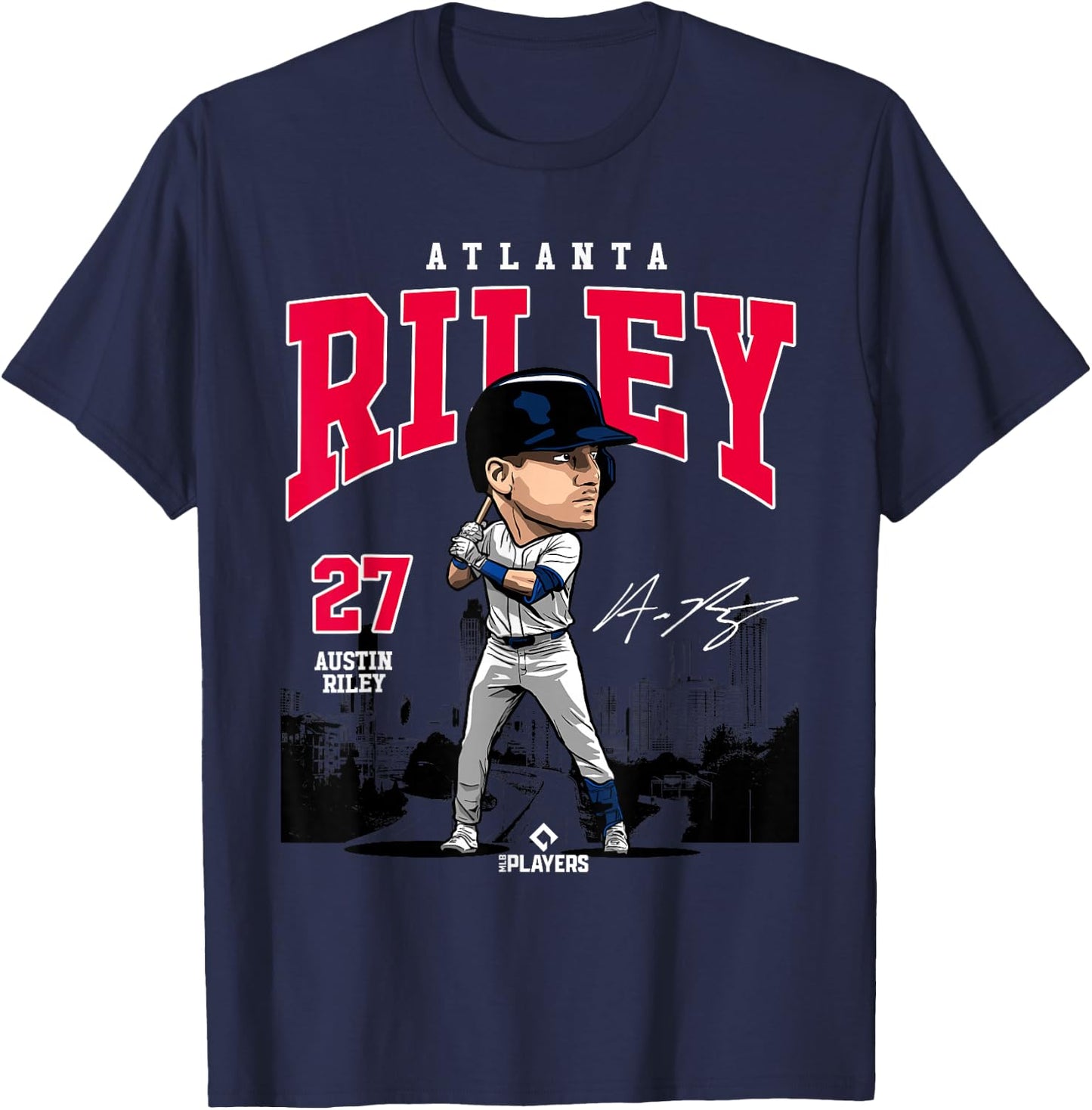 Austin Riley | Atlanta Baseball MLB Players | MLBRIL4048 T-Shirt - T-Shirt | Navy