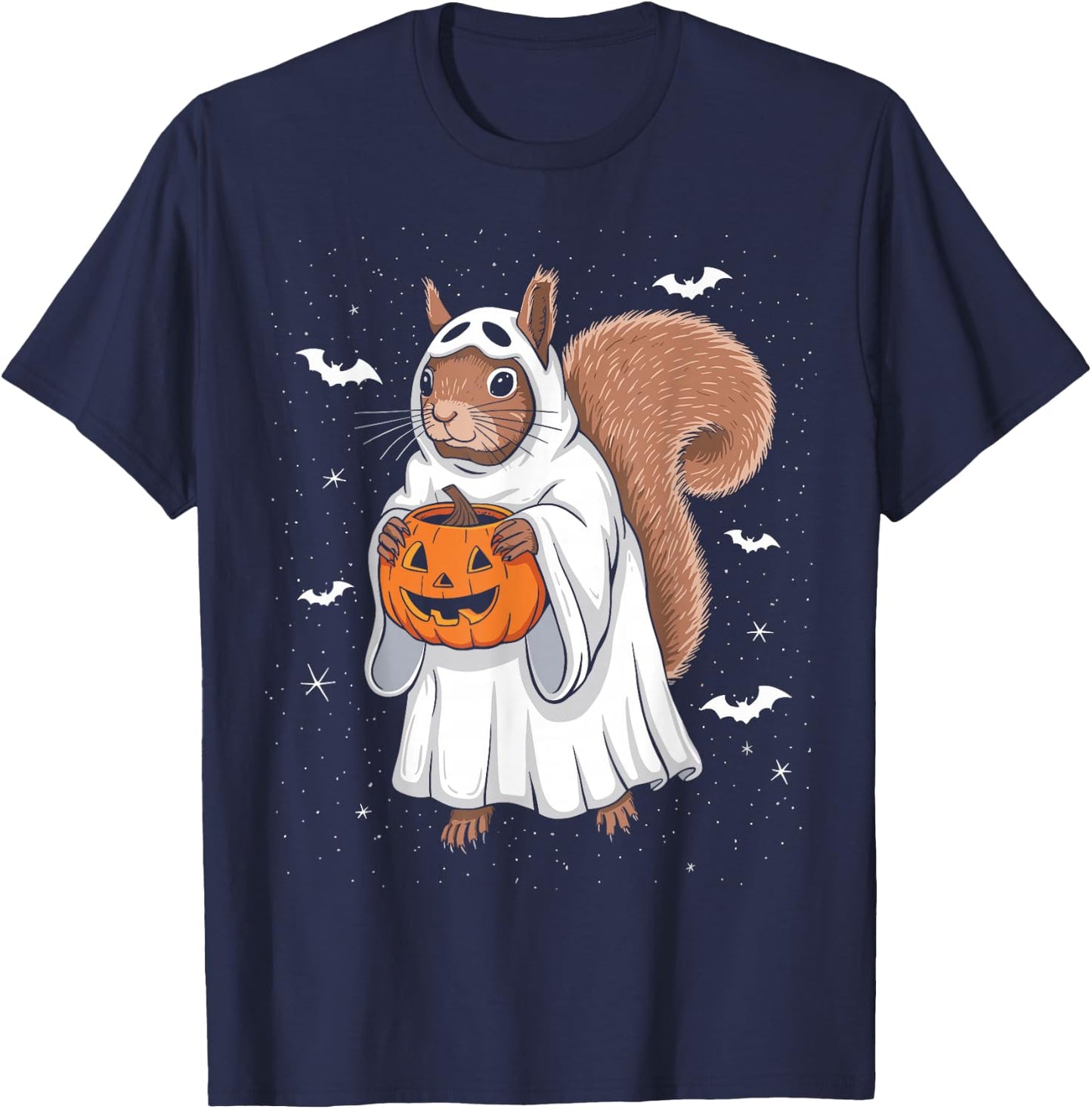 Funny Ghost Squirrel Lovers Spooky Halloween Costume T-Shirt - T-Shirt | Navy