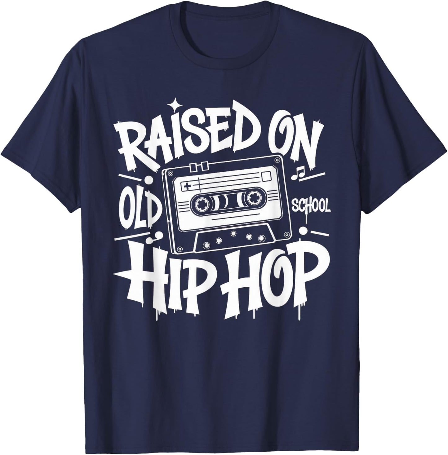 Raised ON Old School Graffiti Rap Hip HOP Cassette T-Shirt - T-Shirt | Navy