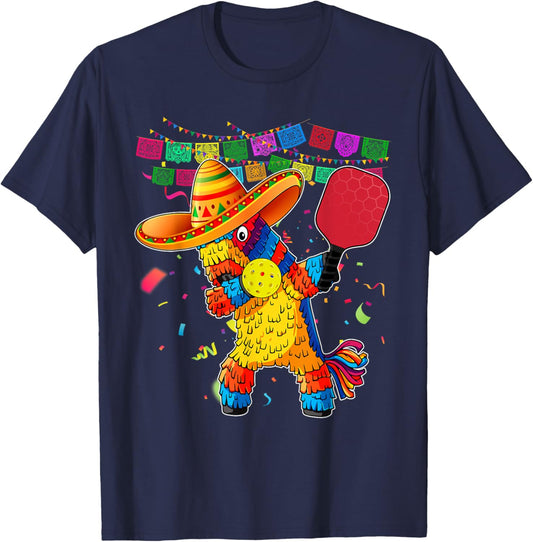 Dabbing Pinata Sombrero Pickleball Player Fan Cinco De Mayo T-Shirt - T-Shirt | Navy
