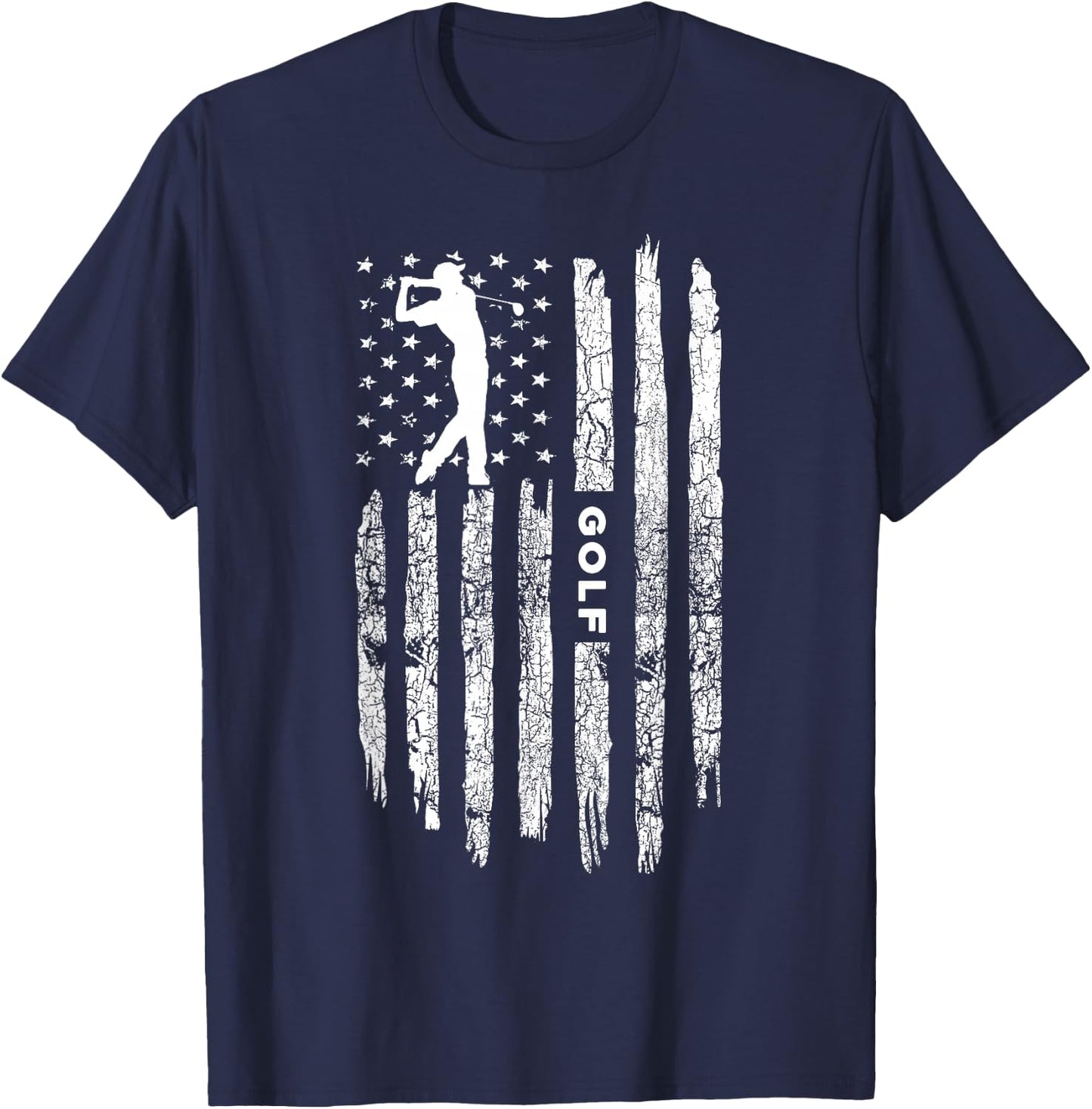 American Flag Golf Clothing - Golfer Vintage Golf Small T-Shirt - T-Shirt | Navy