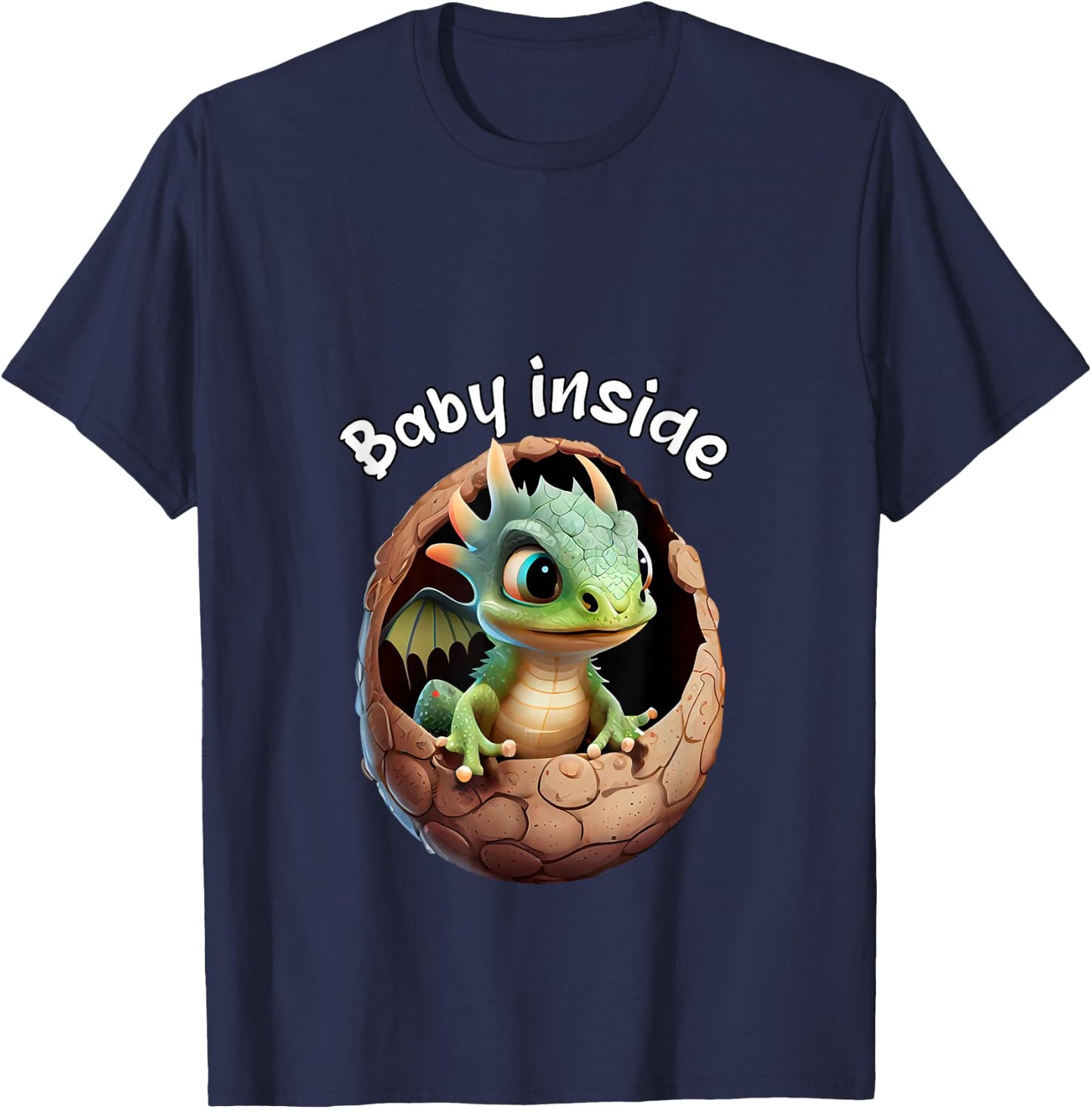 Baby Inside. Baby cute Dragon In Eggshell. Funny Baby T-Shirt - T-Shirt | Navy