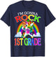 I'm Gonna Rock 1st Grade Unicorn Rainbow Back To School T-Shirt - T-Shirt | Navy