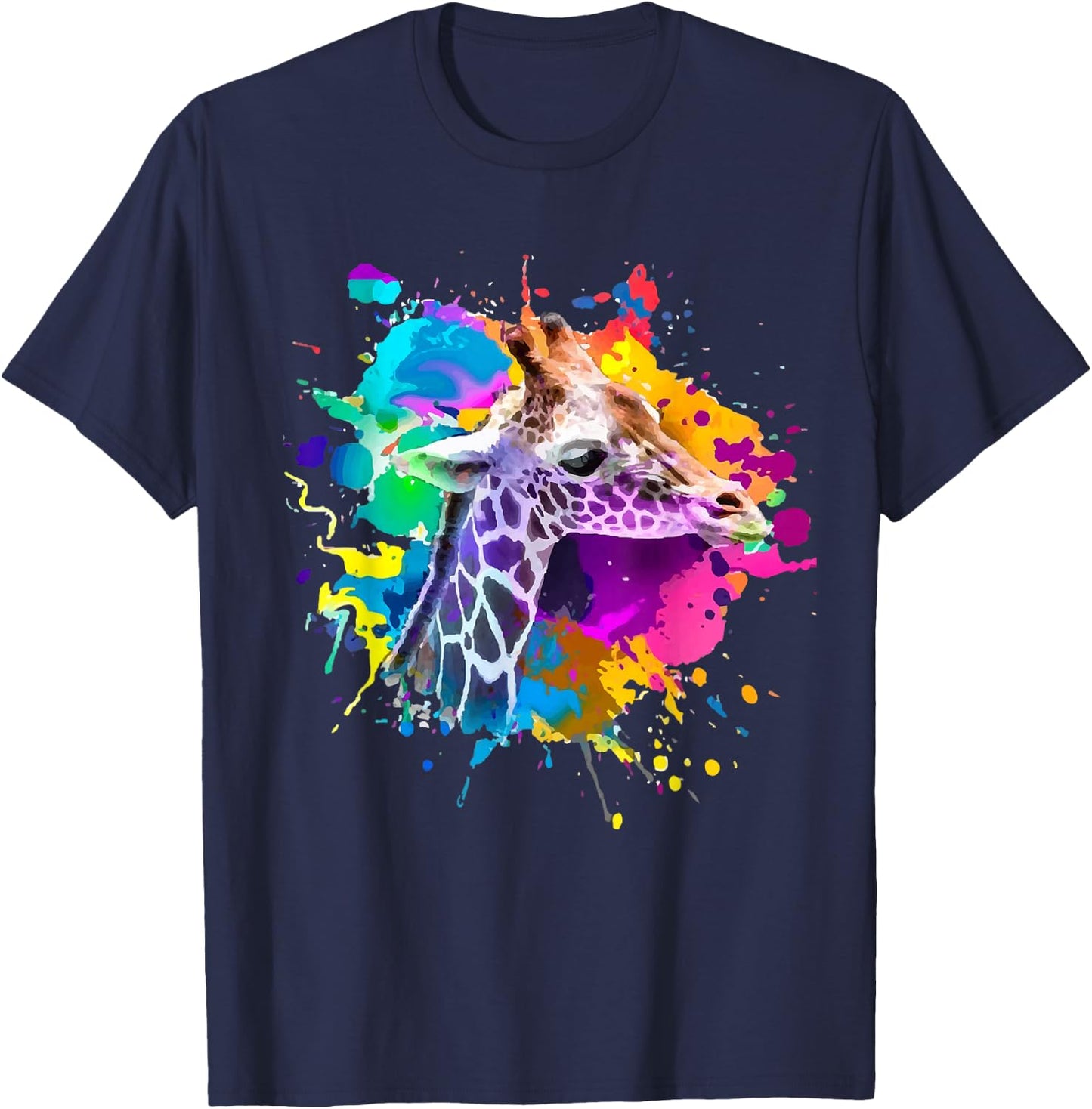 Colorful Giraffe Graphic Cute Giraffe cool Animal lover T-Shirt - T-Shirt | Navy