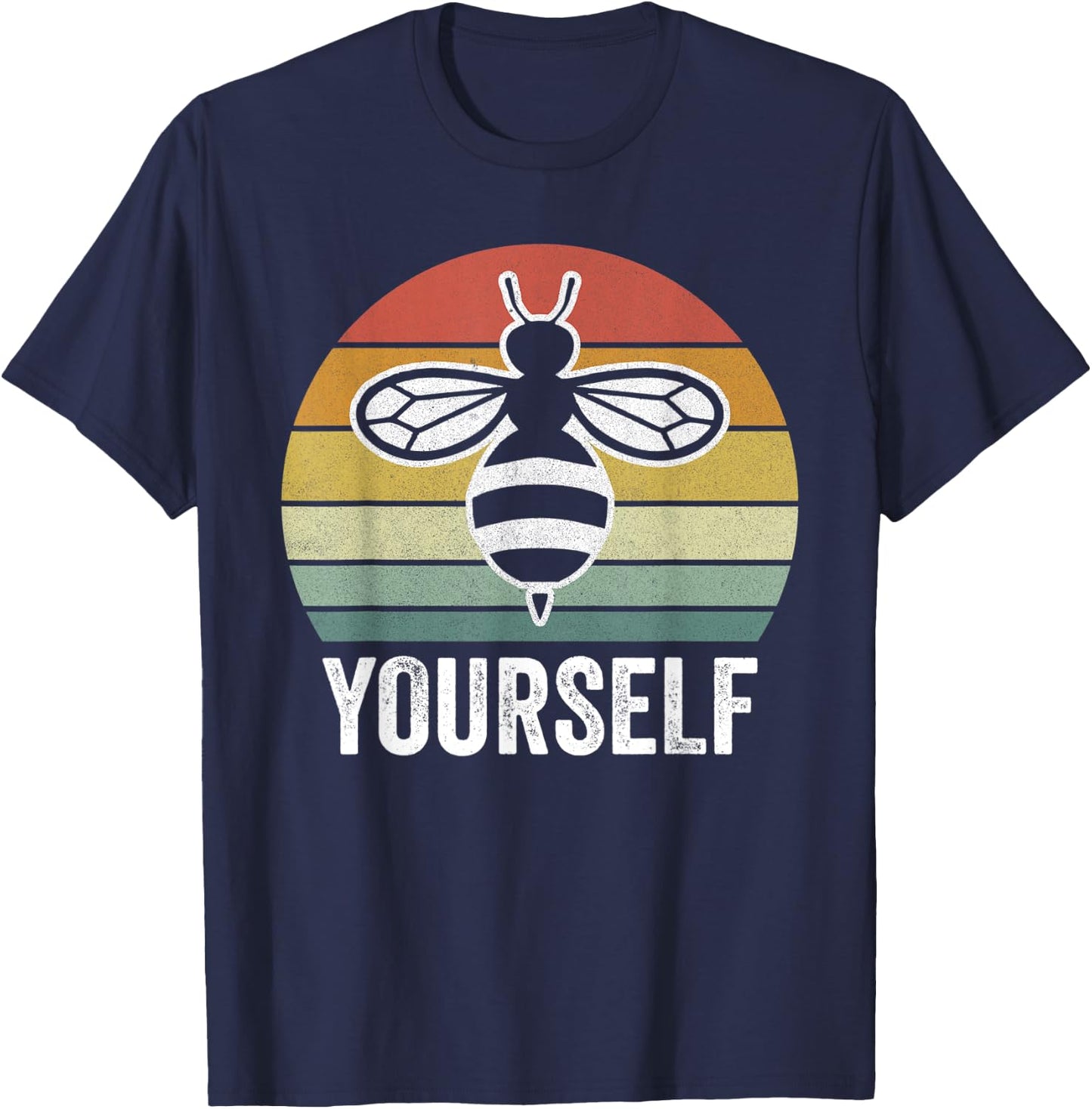 Retro Be Yourself Bee Shirt Funny Bee Lover Gifts Beekeeper T-Shirt - T-Shirt | Navy