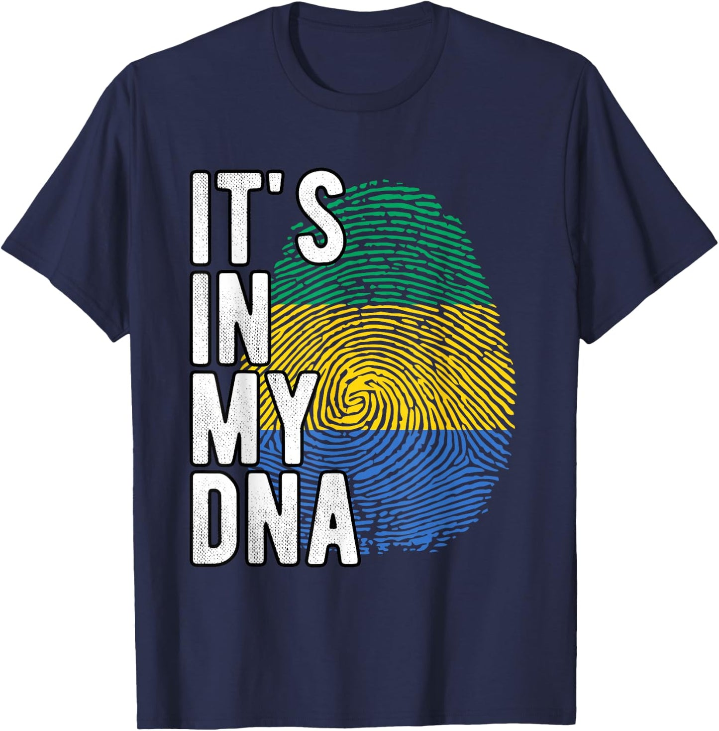 Funny it's in my DNA Gabon flag Fingerprint T-Shirt - T-Shirt | Navy