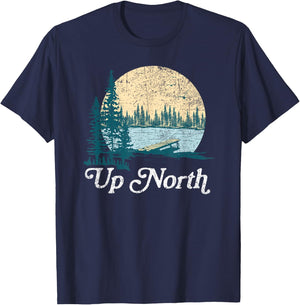 GLL Women's Retro Nature , Grey, Small, Short Sleeve, Classic Fit, Cotton 90% Polyester 10% T-Shirt - T-Shirt | Navy