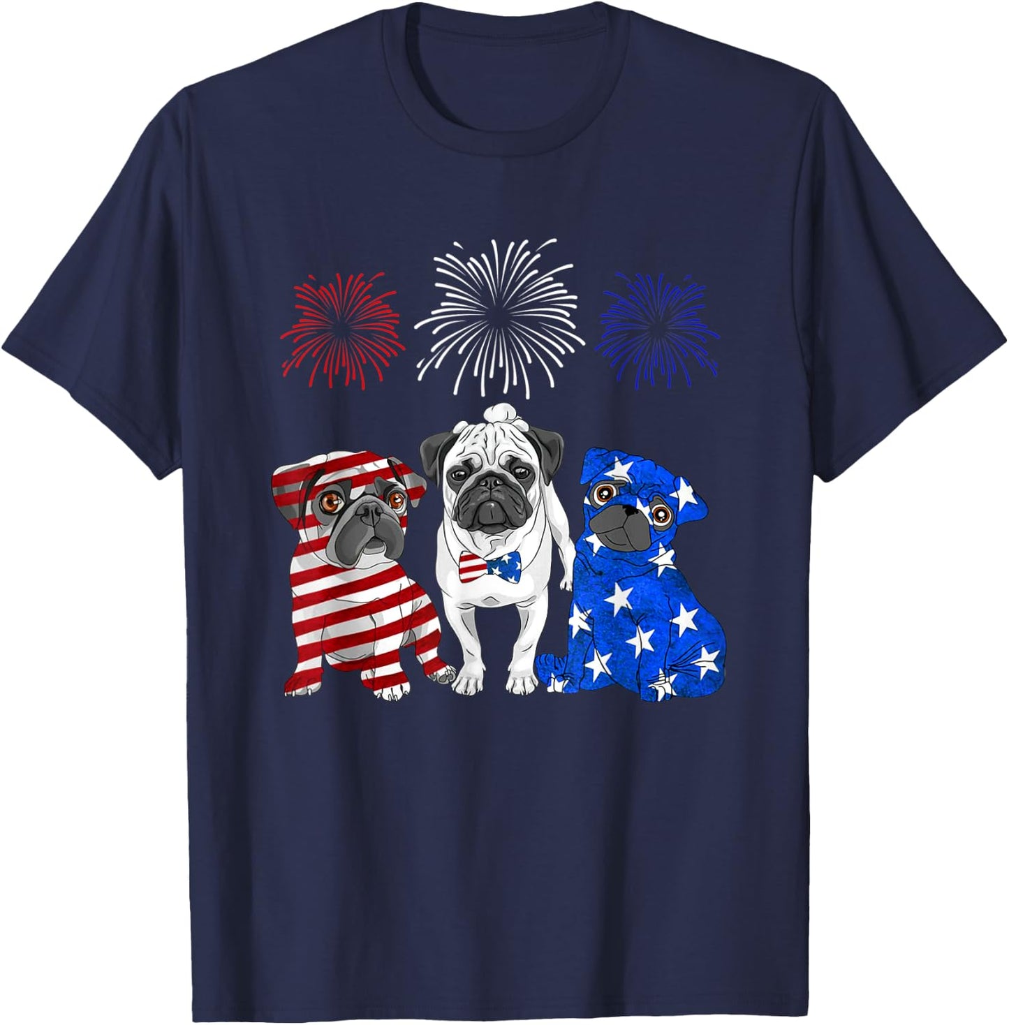 Pug america 4th of july National Day T-Shirt - T-Shirt | Navy