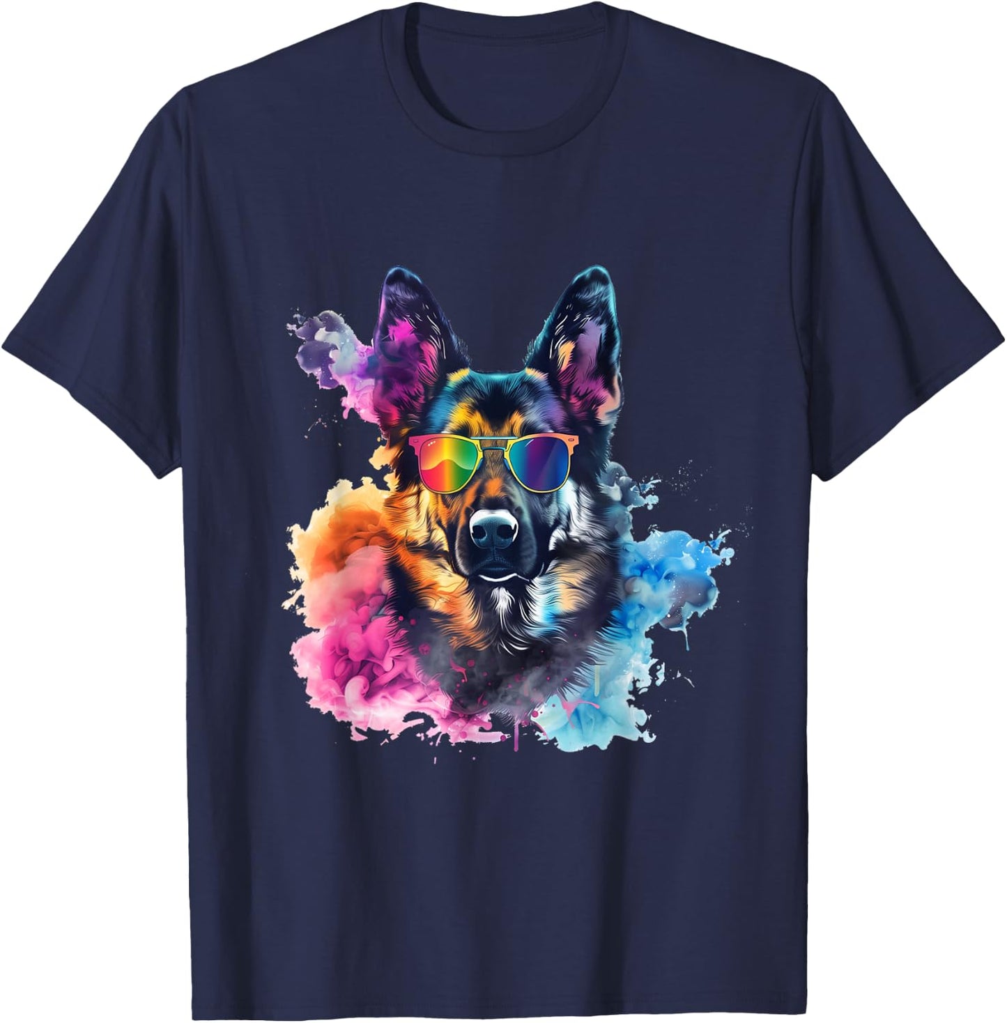 Vibrant German Shepherd Coolness T-Shirt - T-Shirt | Navy