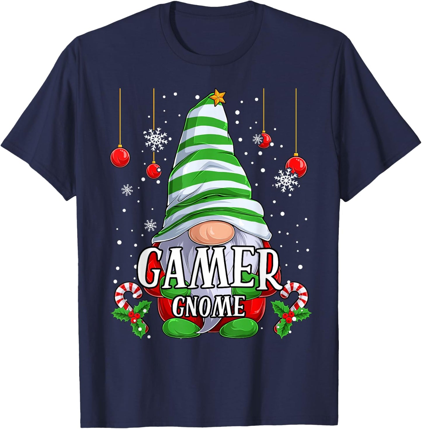 Gamer Gnome christmas pajamas matching family group T-Shirt - T-Shirt | Navy