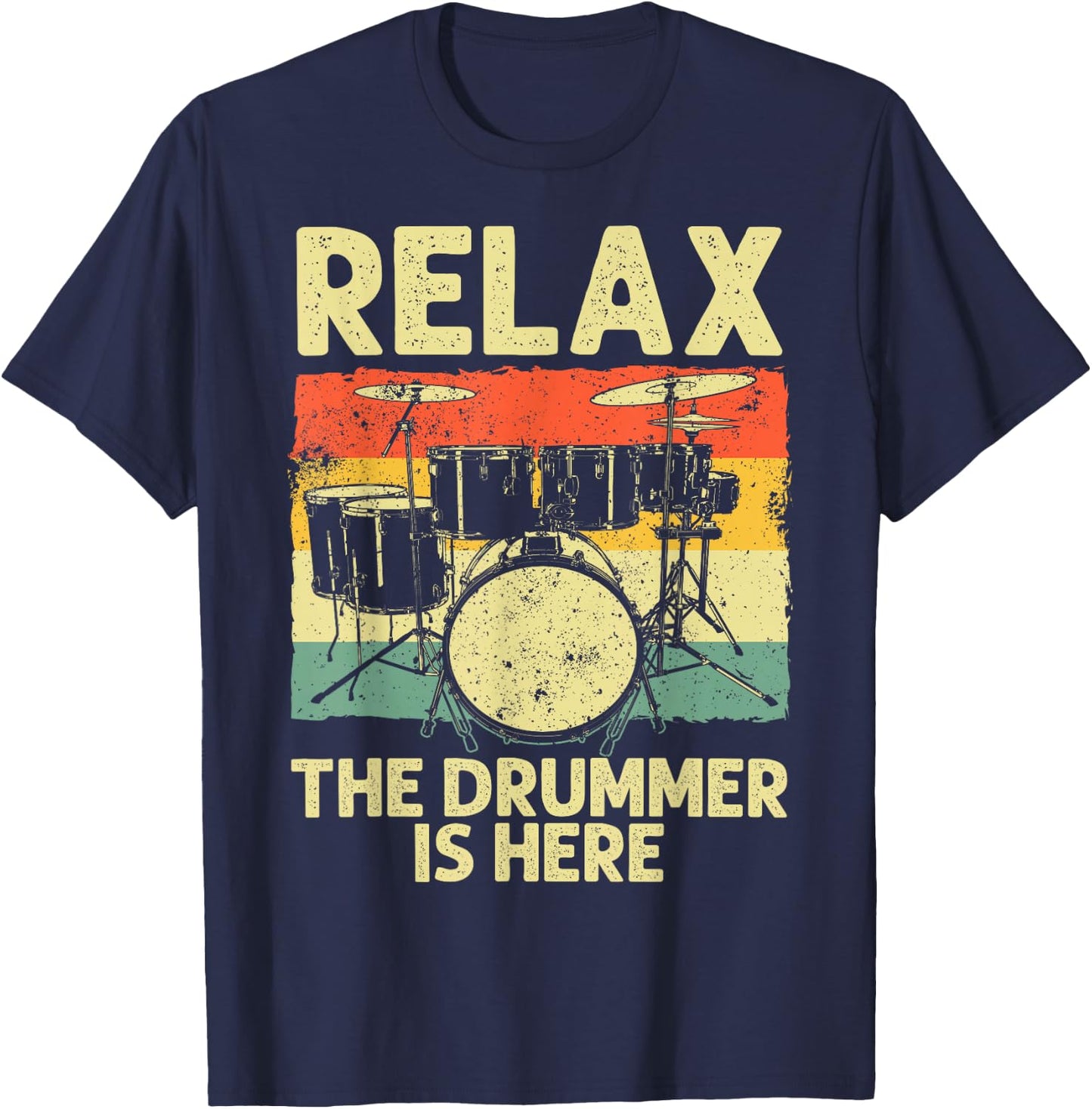 Funny Drumming Art Women Drumline Drum Set Drummer T-Shirt - T-Shirt | Navy