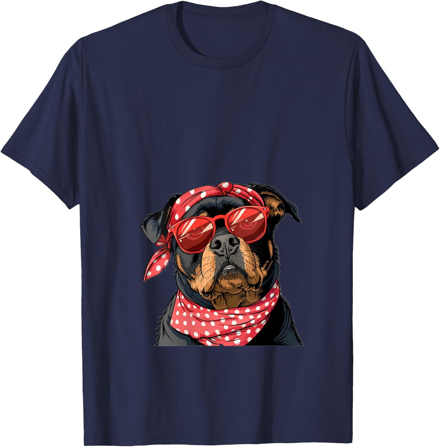 Rottweiler Rottie Dog Mom Bandana Mothers Day Graphic V-Neck T-Shirt - T-Shirt | Navy
