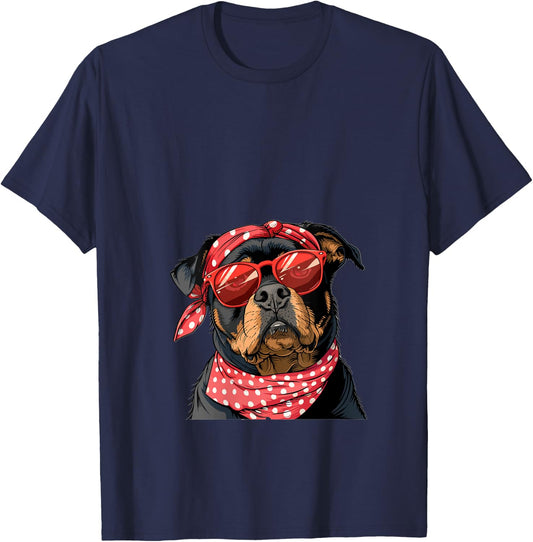 Rottweiler Rottie Dog Mom Bandana Mothers Day Graphic V-Neck T-Shirt - T-Shirt | Navy