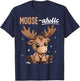 Funny Moose Animal Moose-aholic T-Shirt - T-Shirt | Navy