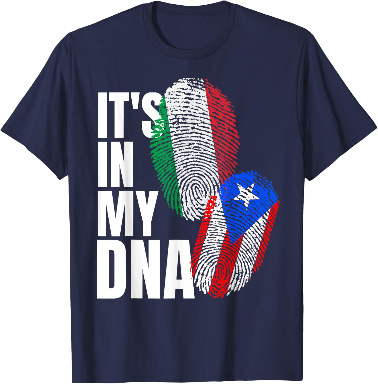 Italian And Puerto Rican DNA Mix Flag Heritage Gift T-Shirt - T-Shirt | Navy