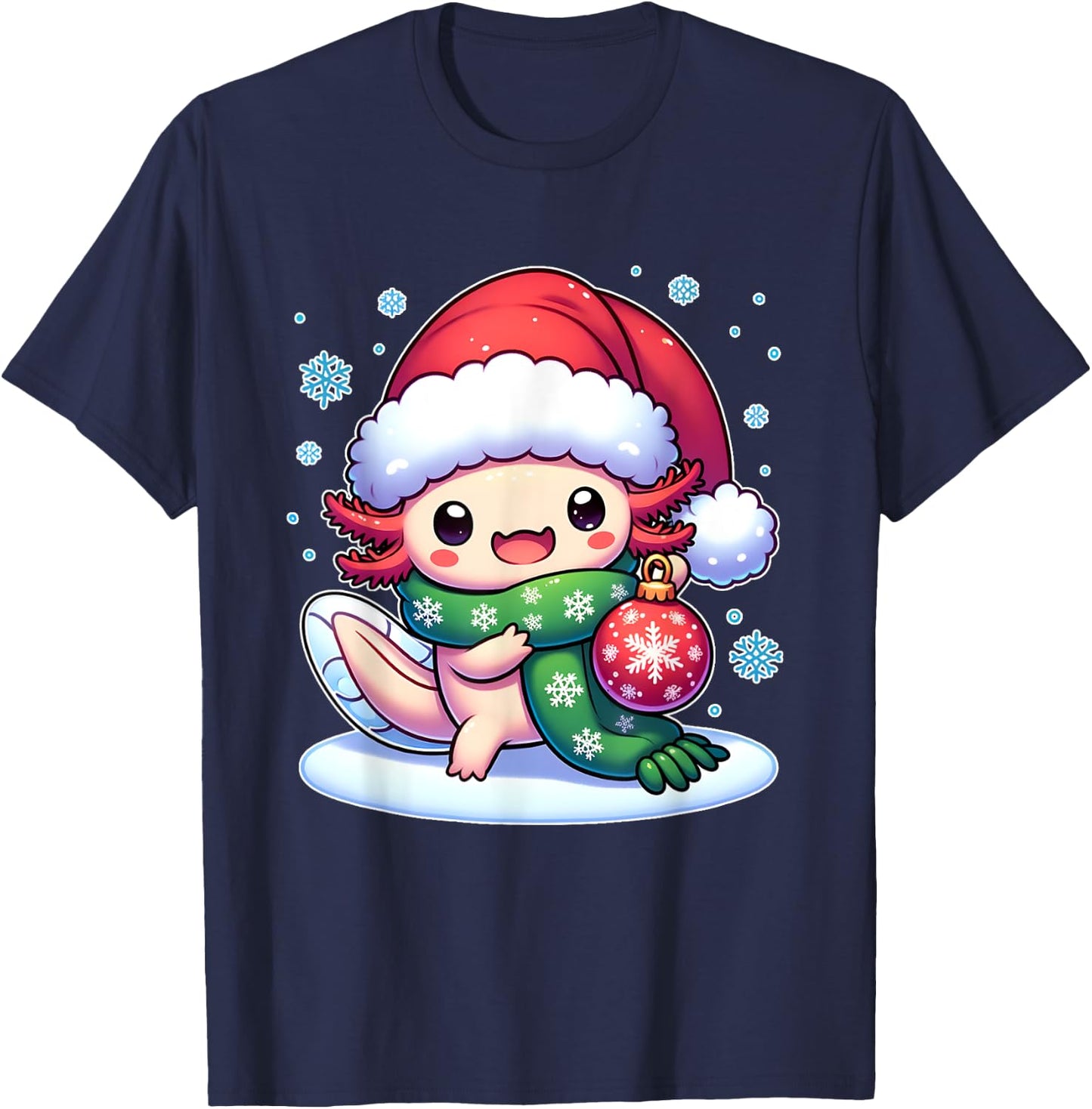 Santa axolotl Funny cute xmas funny christmas T-Shirt - T-Shirt | Navy