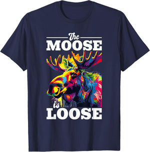 Funny Moose Animal The Moose Is Loose T-Shirt - T-Shirt | Navy