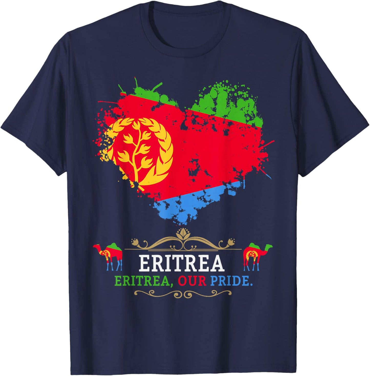 Eritrea Flag Outfit Ideas For Kids & Camel Eritrean Flag T-Shirt - T-Shirt | Navy