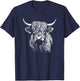 Scottish Highland Cattle Cow Drawing T-Shirt - T-Shirt | Navy