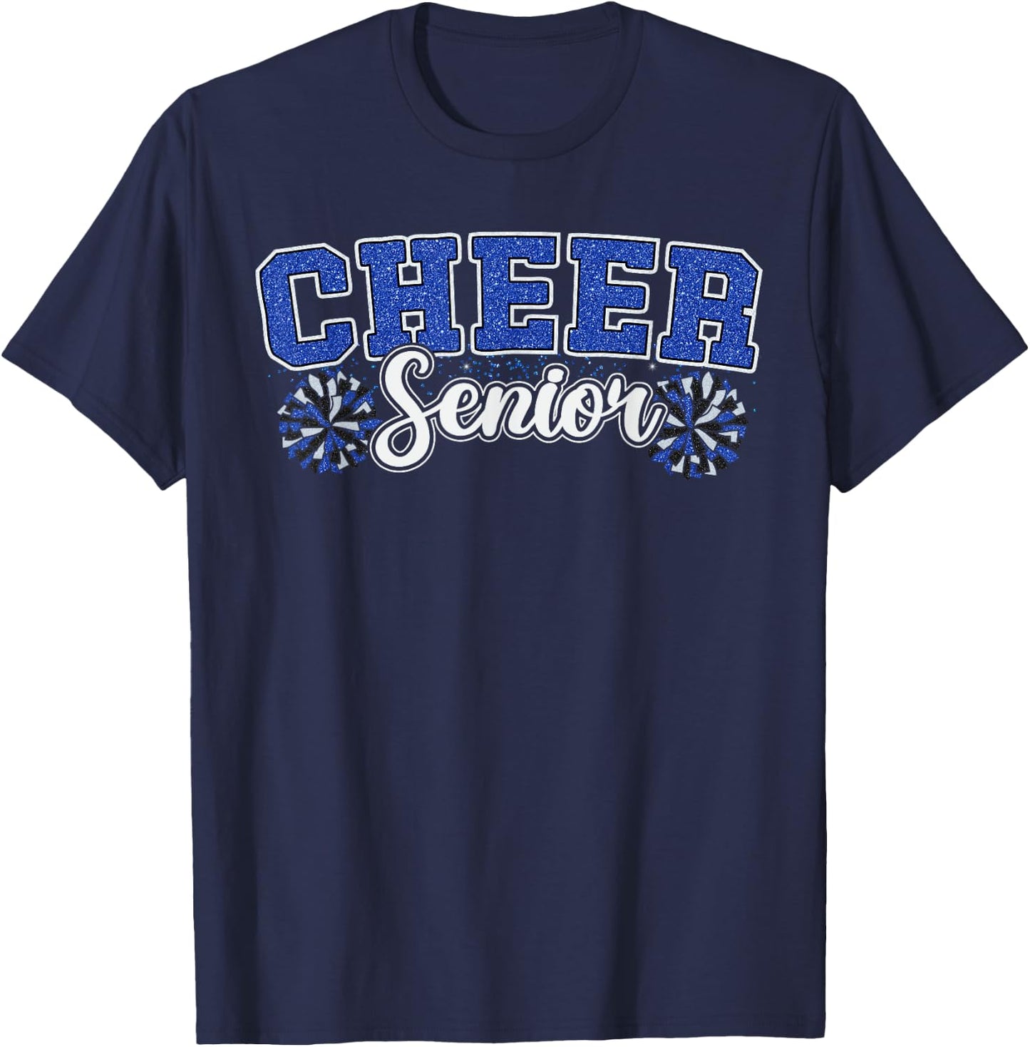 Cheer Senior 2025 Class Graduation Cheerleading Girl Blue T-Shirt - T-Shirt | Navy
