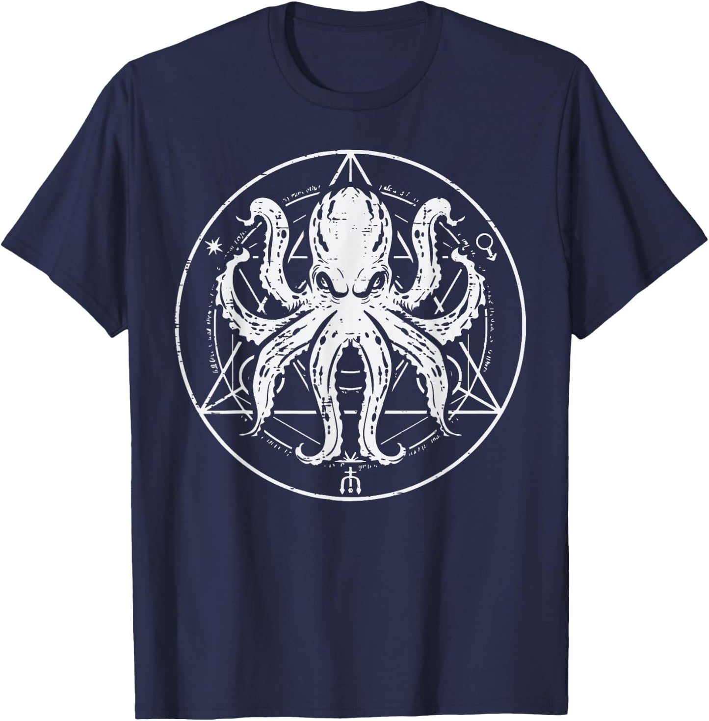 Octopus Hexagram Cephalopod Sea Animal Men Women Kids Teen T-Shirt - T-Shirt | Navy