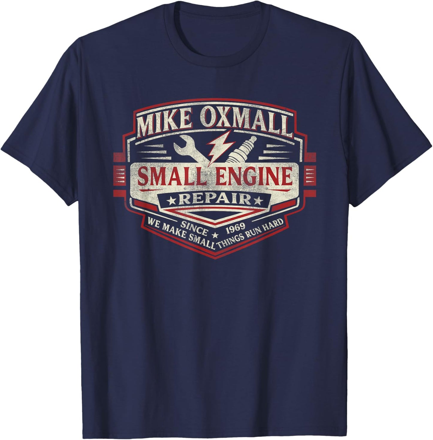 Mike Oxmall Retro Style Funny Name Pun Joke Graphic T-Shirt - T-Shirt | Navy