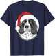 Springer Santa Dog on English Springer Spaniel Christmas Men Women Kids T-Shirt - T-Shirt | Navy