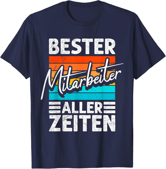 Farewell with German Text "Bester Mitarbeiter aller Zeit", black T-Shirt - T-Shirt | Navy