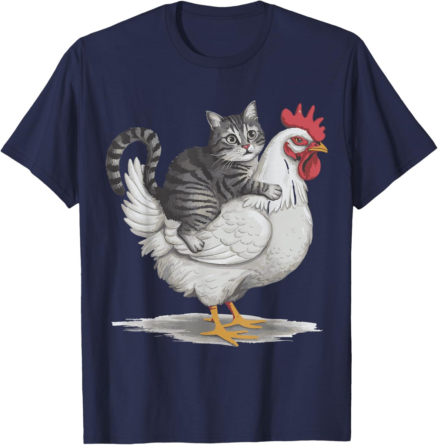 Cat Riding Chicken T-Shirt - T-Shirt | Navy