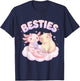 Besties Axolotl Capybara Bubble Tea Cute Kawaii Anime Tier T-Shirt - T-Shirt | Navy