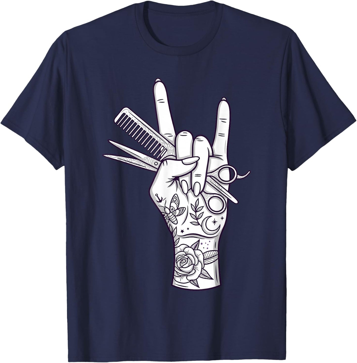 Funny Hairstylist Art Girls Mom Barber Hairdresser T-Shirt - T-Shirt | Navy