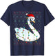 Swans Xmas Lighting Santa Hat Swans Lover Ugly Christmas T-Shirt - T-Shirt | Navy