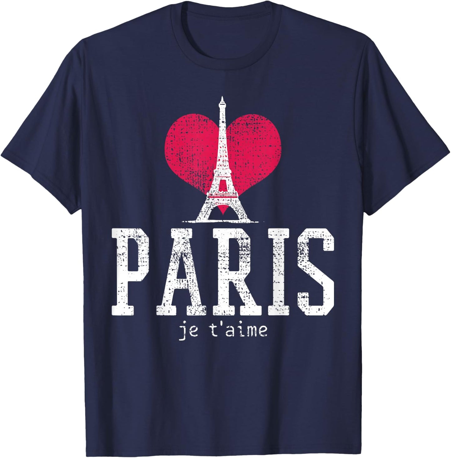 Vintage Paris I Love Je T'aime France T-Shirt - T-Shirt | Navy