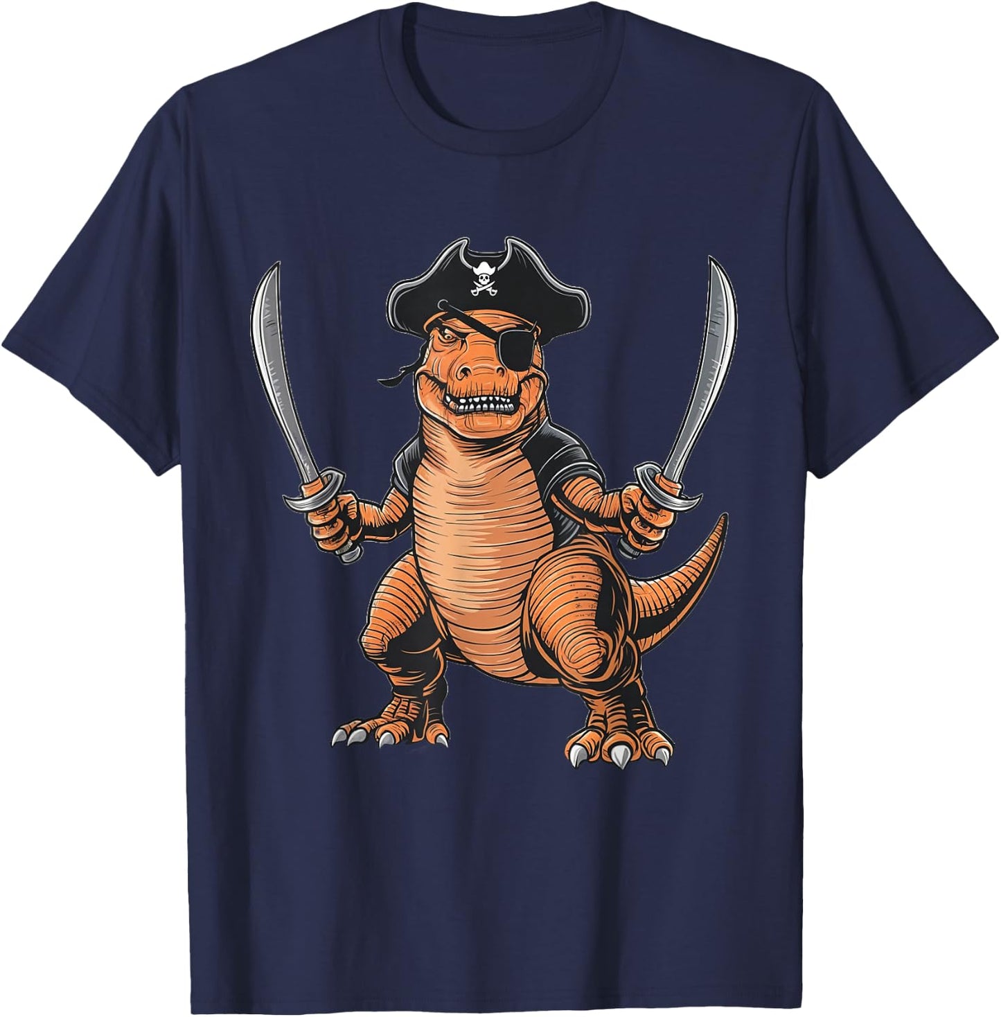 Pirate Dinosaur T Rex Funny Halloween Tyrannosaurus Costume T-Shirt - T-Shirt | Navy