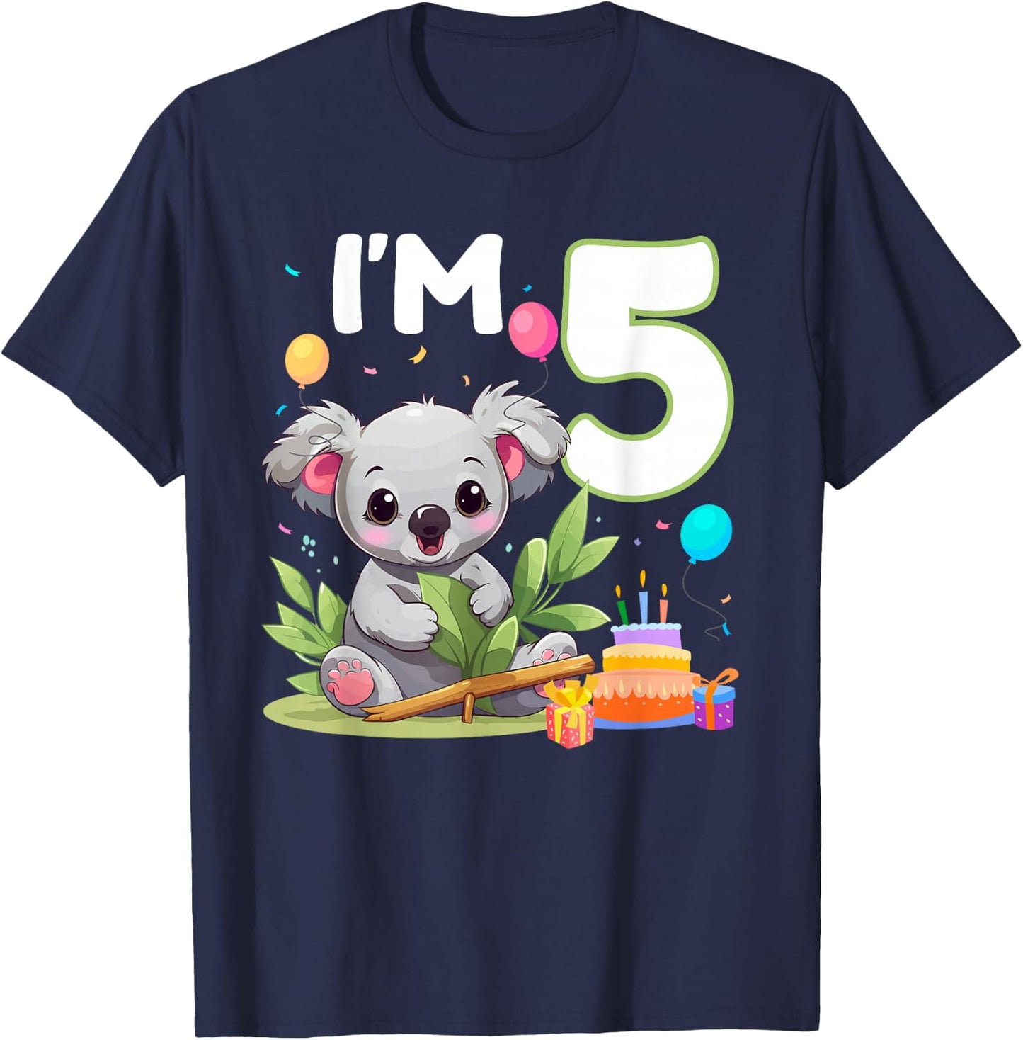 I'm 5 Year Old Birthday Koala 5th Party Kids T-Shirt - T-Shirt | Navy