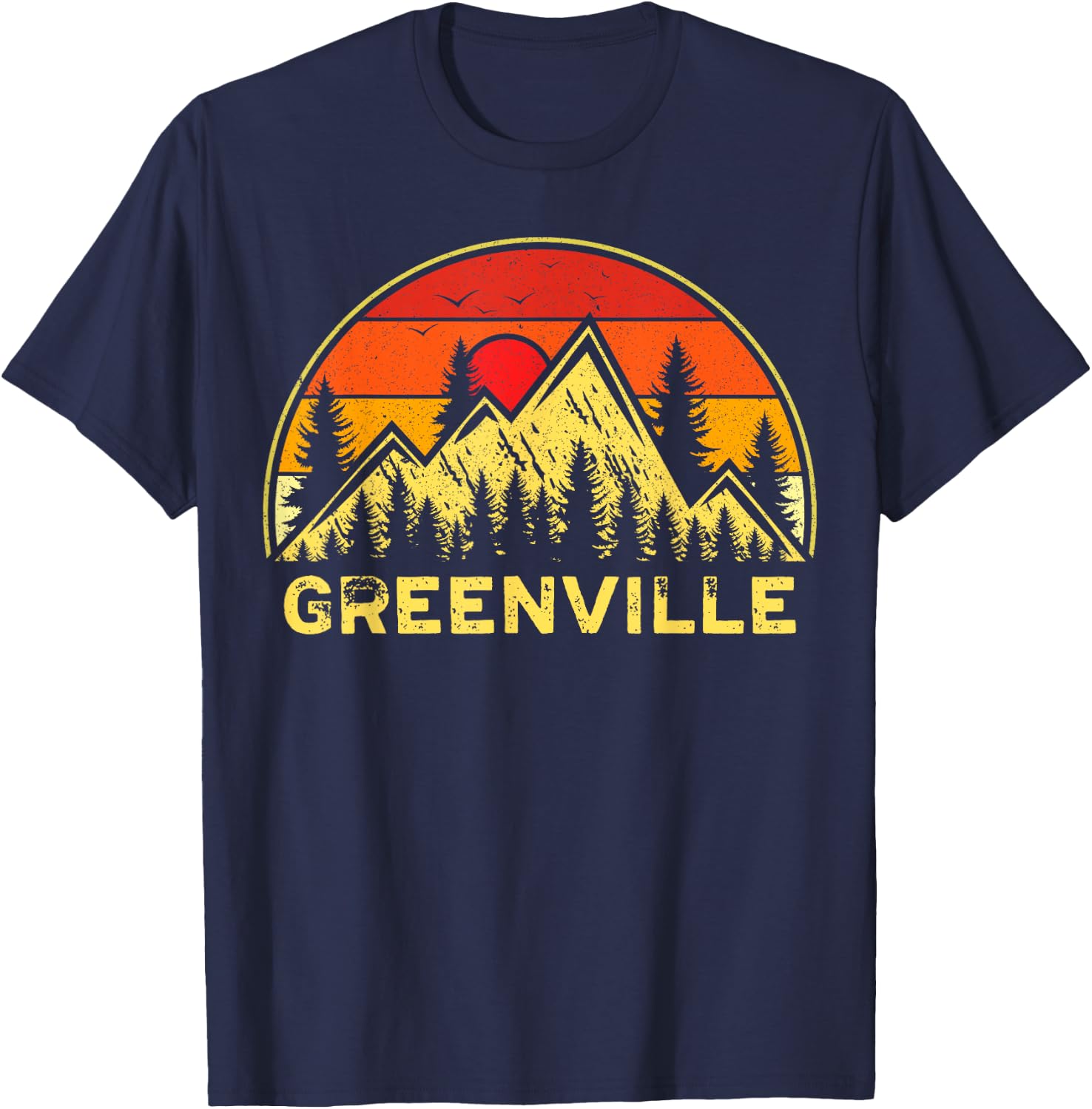 Retro Greenville South Carolina SC Mountains Hiking Souvenir T-Shirt - T-Shirt | Navy