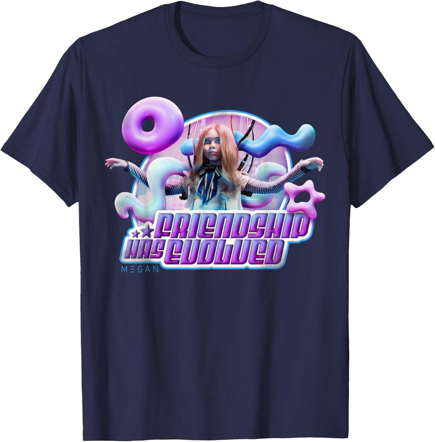 M3GAN Friendship Has Evolved Y2K Cyber Pop Style T-Shirt - T-Shirt | Navy