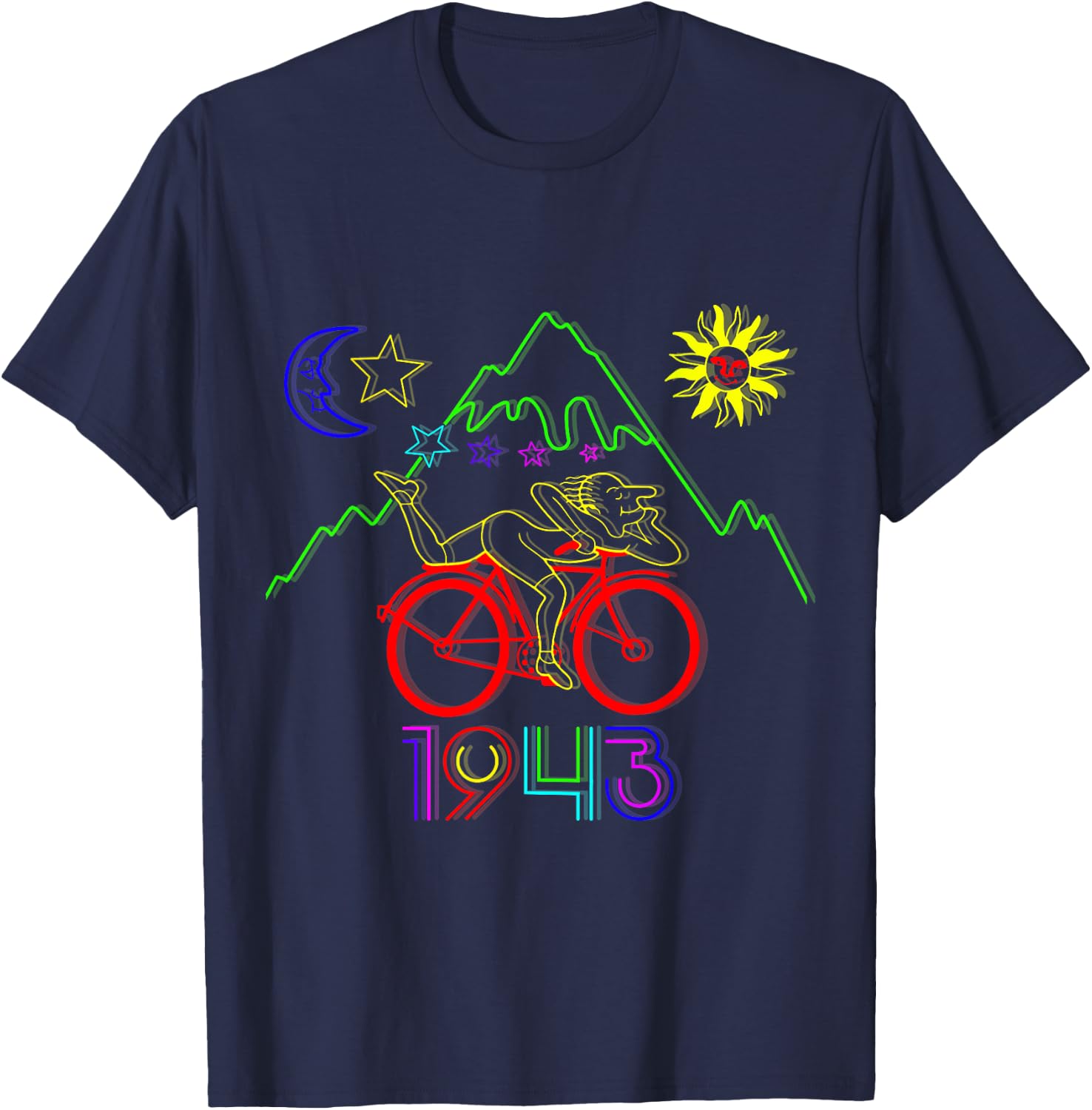 Bicycle Day 1943 LSD Creator Acid Trip , Black, S T-Shirt - T-Shirt | Navy