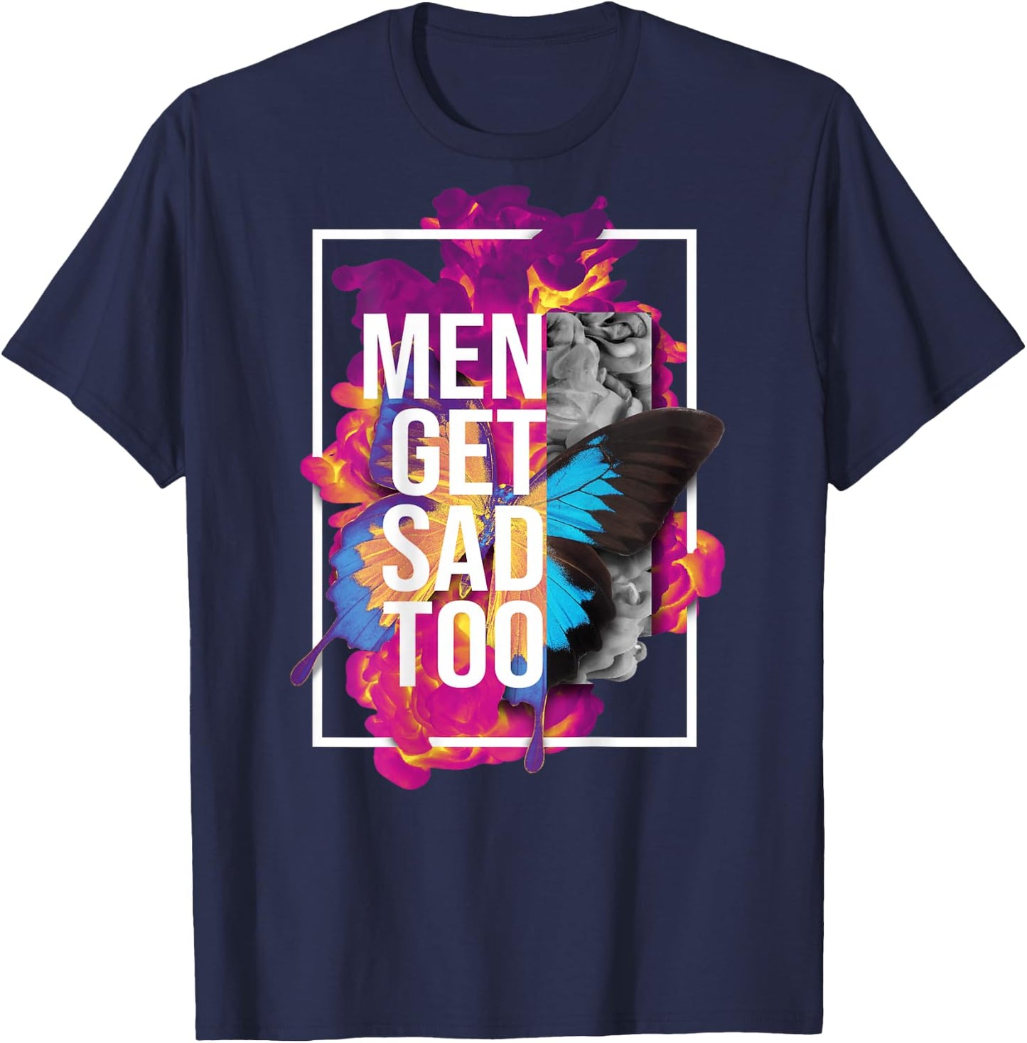 Backprint Vintage Men get sad too T-Shirt - T-Shirt | Navy