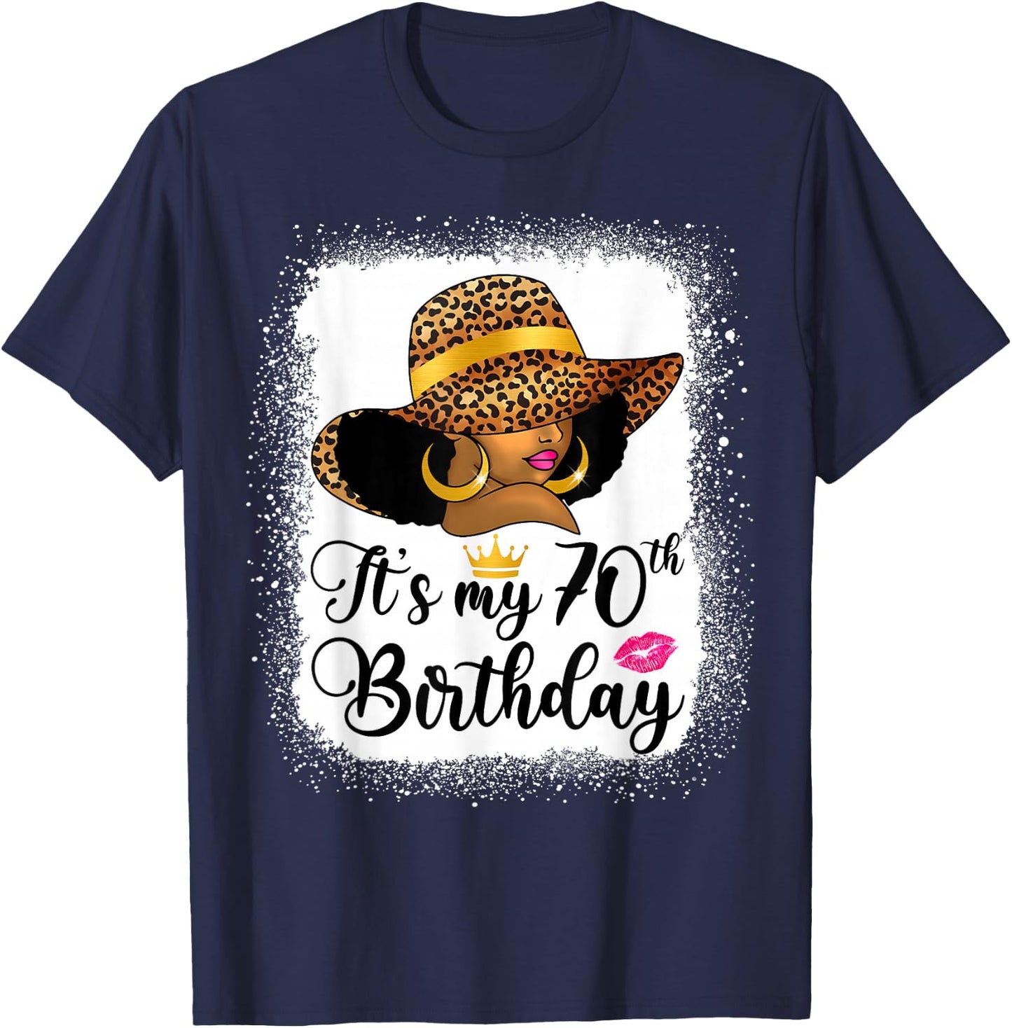 African American Woman It's My 70th Birthday Black Queen T-Shirt - T-Shirt | Navy