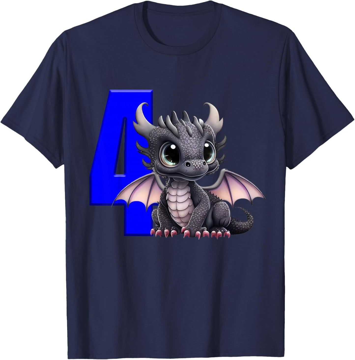 4th Birthday Shirt Dragon Party Birthday Boy Toddler Four T-Shirt - T-Shirt | Navy