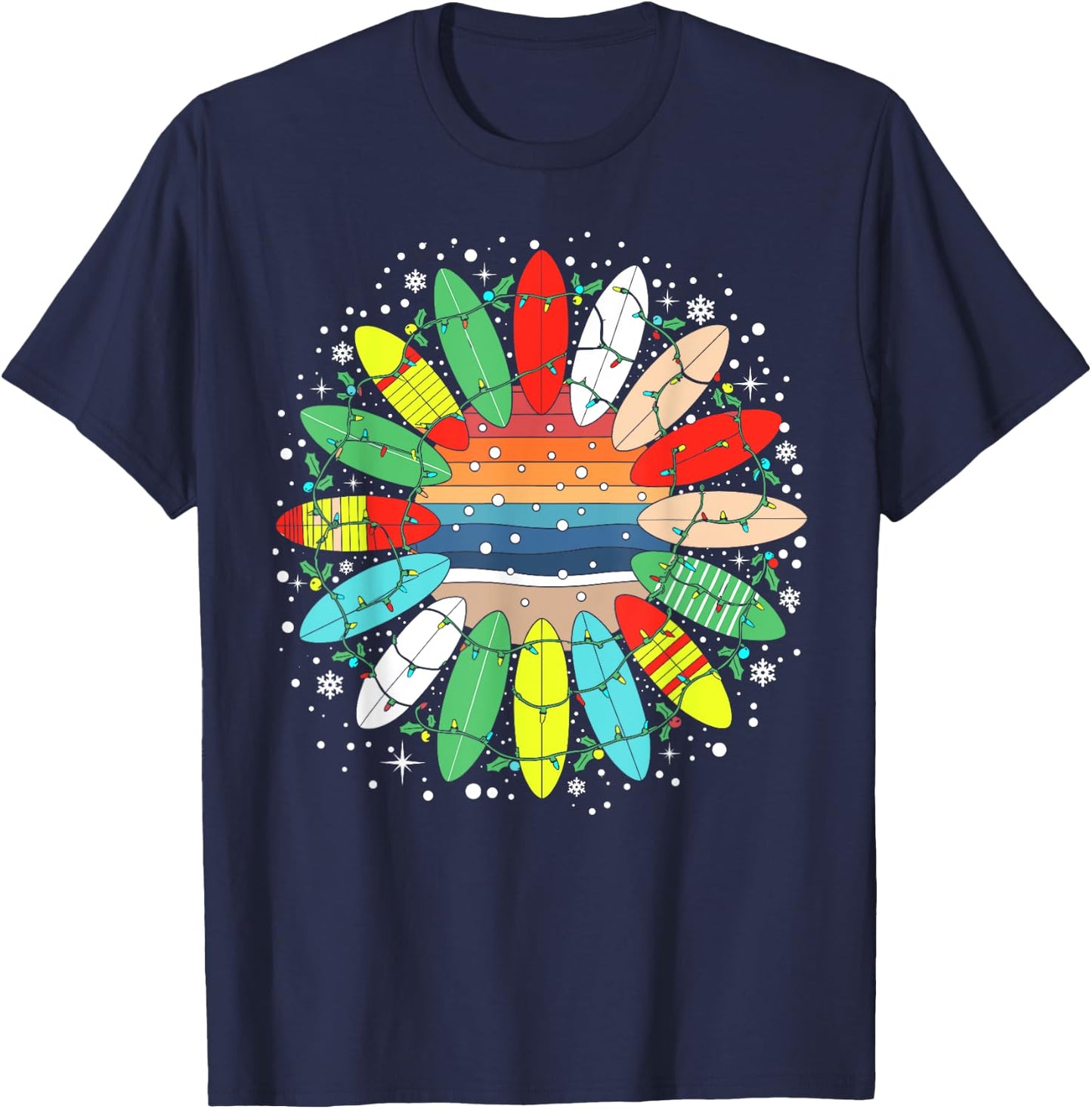 Surf Funny Surfboard Xmas Santa Vintage Surfing Christmas T-Shirt - T-Shirt | Navy