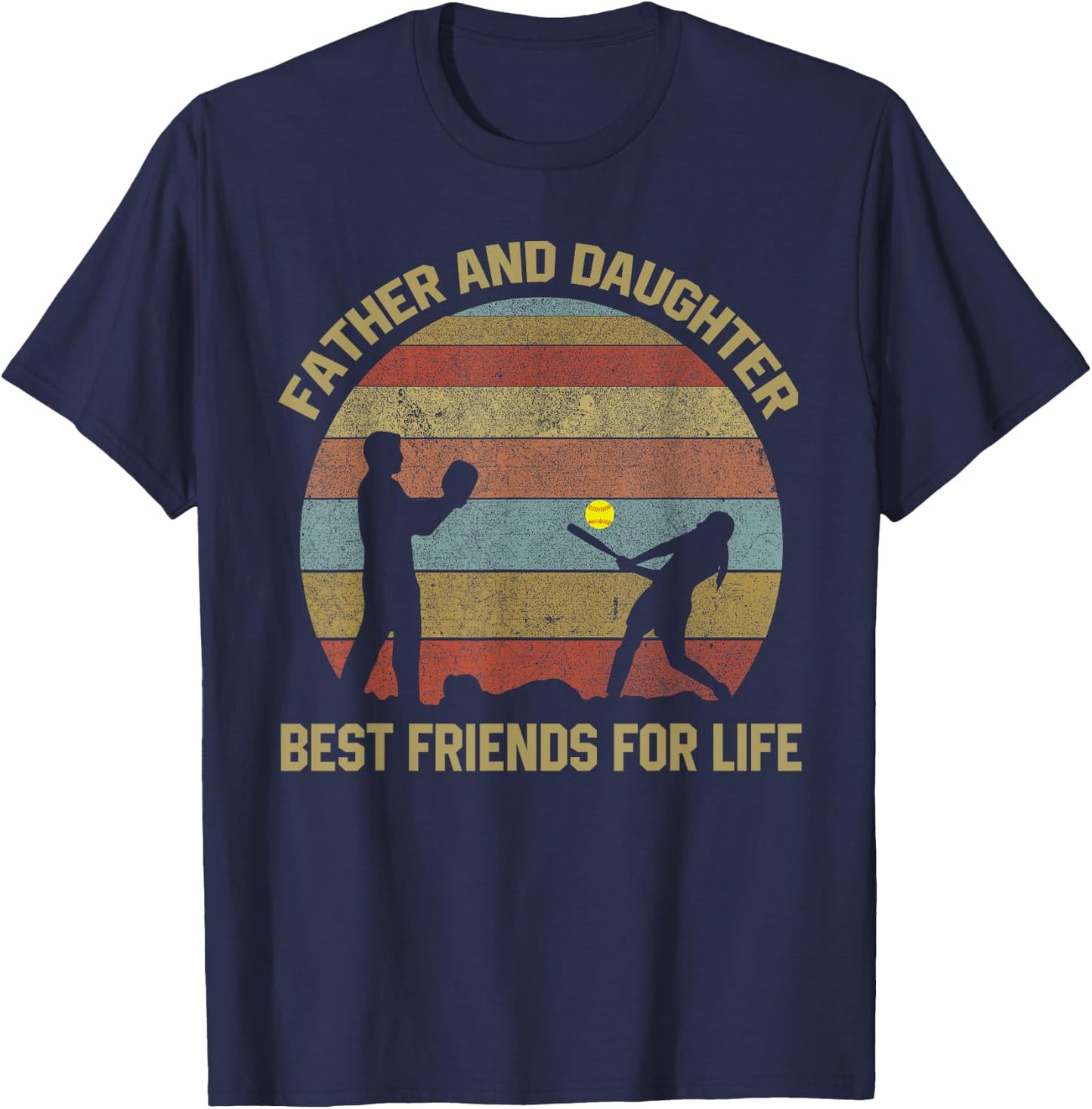 Father and Daughter Baseball Softball Matching Outfits T-Shirt - T-Shirt | Navy