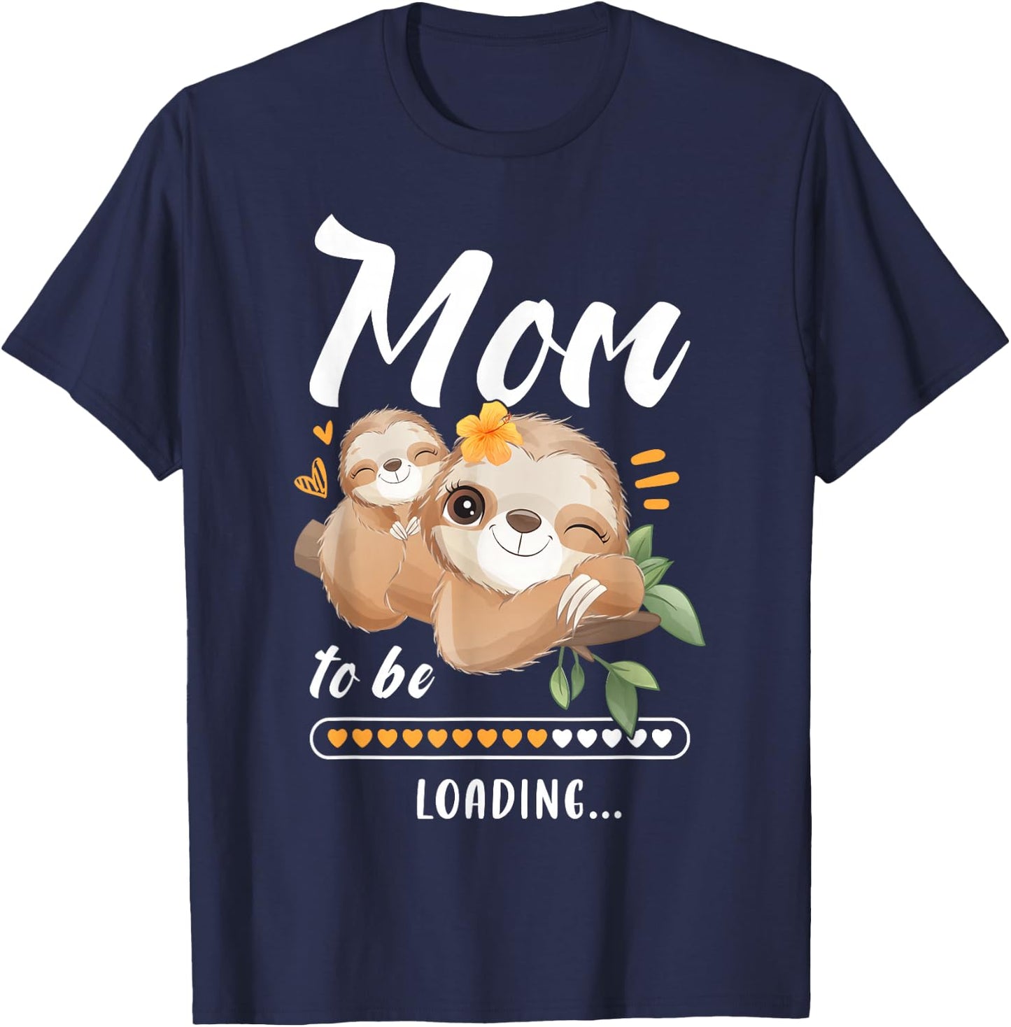 Mummy To Be Baby Announcement Sloths T-Shirt - T-Shirt | Navy