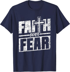 Faith About Fear Christ Religious Christian Christianity T-Shirt - T-Shirt | Navy