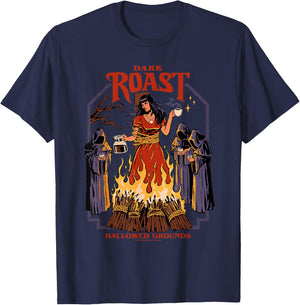 Dark Roast Coffee Witch Occult Retro Funny Adult Humor T-Shirt - T-Shirt | Navy